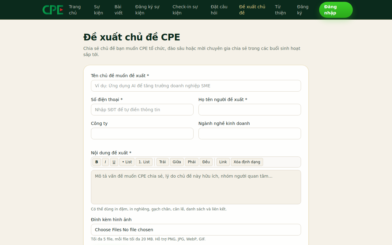 Form đề xuất chủ đề tháng