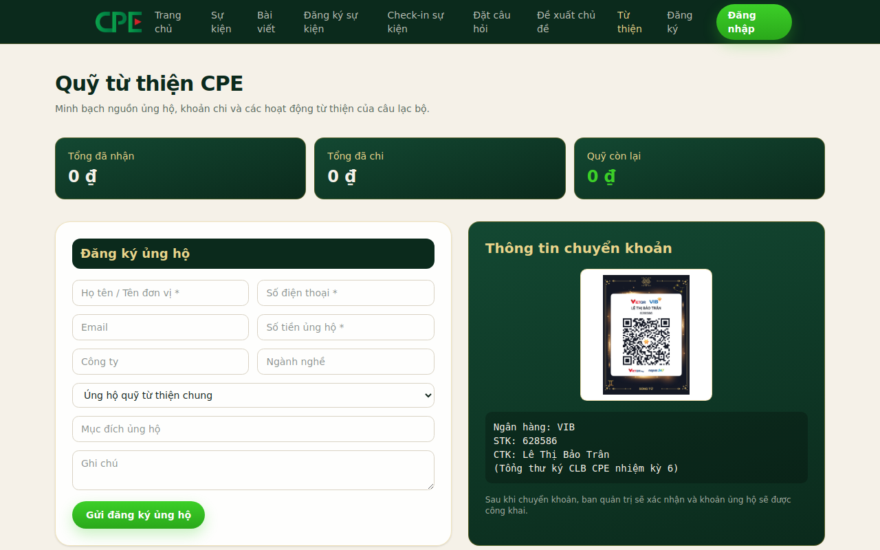 Trang từ thiện CPE Club